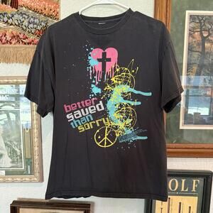 Vintage 00s Better Saved Than Sorry Jesus Church Black Men’s Shirt Size Large